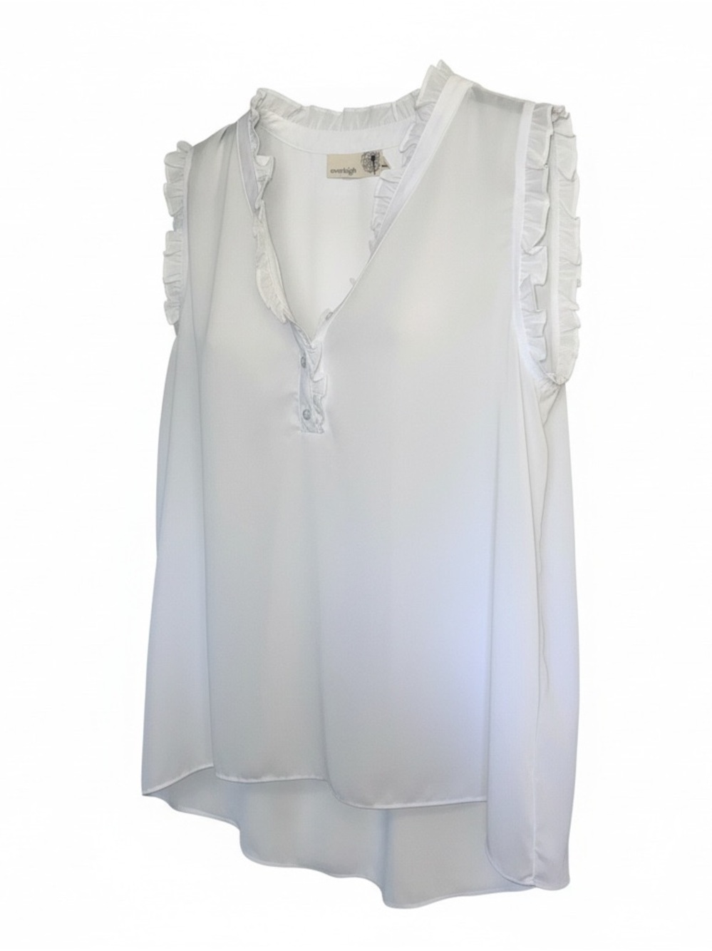 Everleigh Ruffled V-Neck High-Low Tank Top L - Picture 3 of 7
